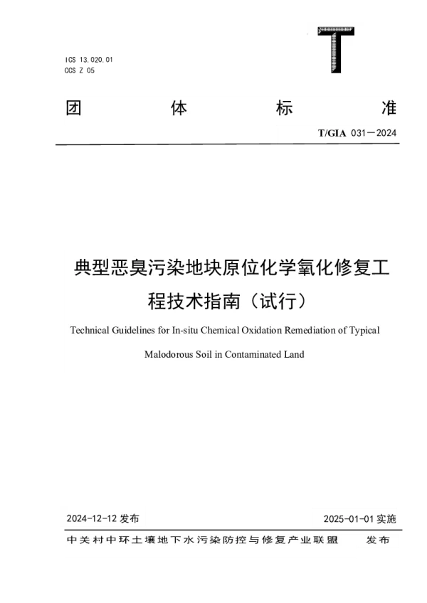 T_GIA 031—2024_典型恶臭污染地块原位化学氧化修复工程技术指南（试行）