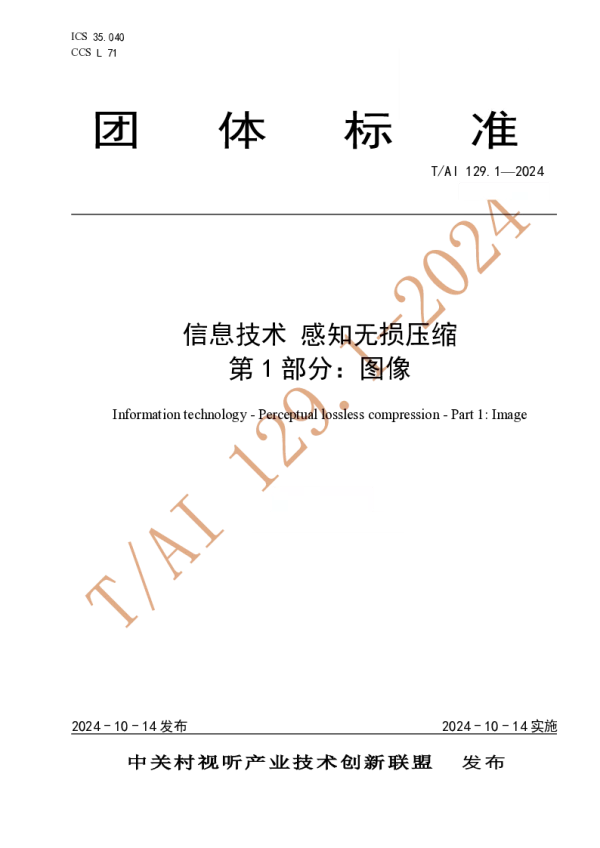 T_AI 129.1—2024_信息技术 感知无损压缩 第1部分：图像