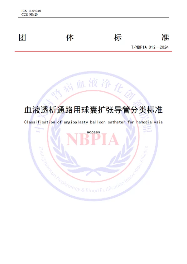 T_NBPIA 012—2024_血液透析通路用球囊扩张导管分类标准