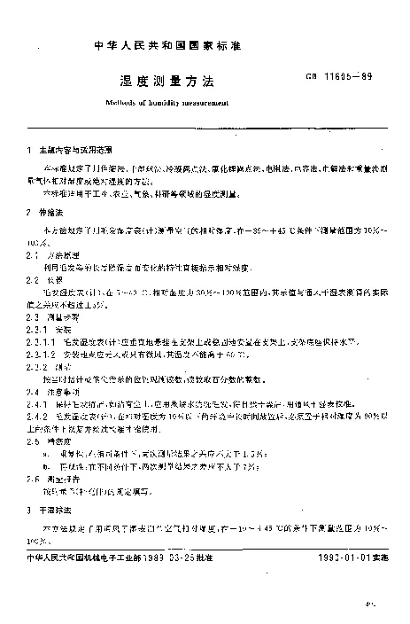 GBT 11605-1989 湿度测量方法