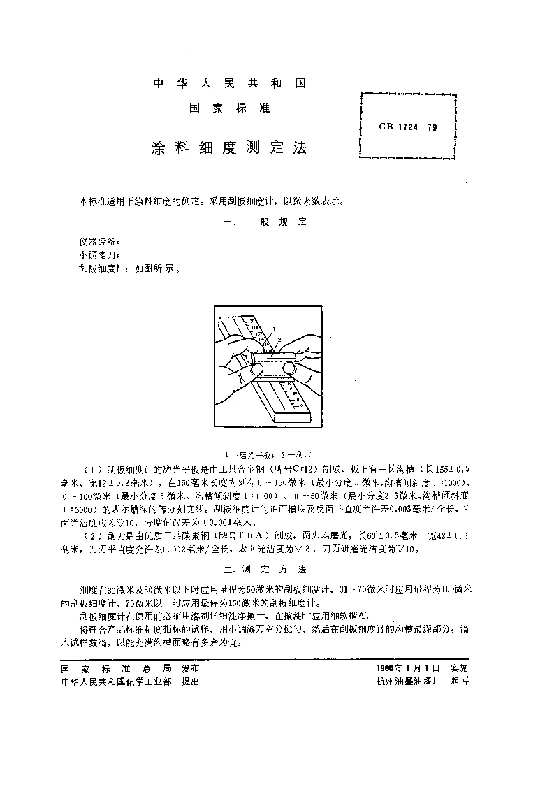 GBT 1724-1979 涂料细度测定法