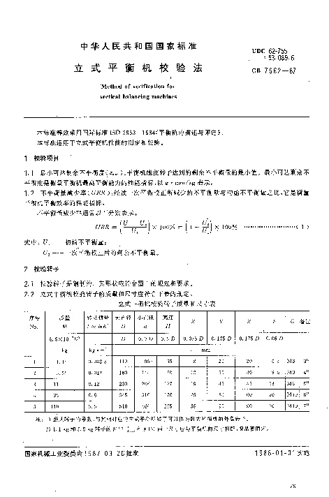 GBT 7662-1987 立式平衡机校验法