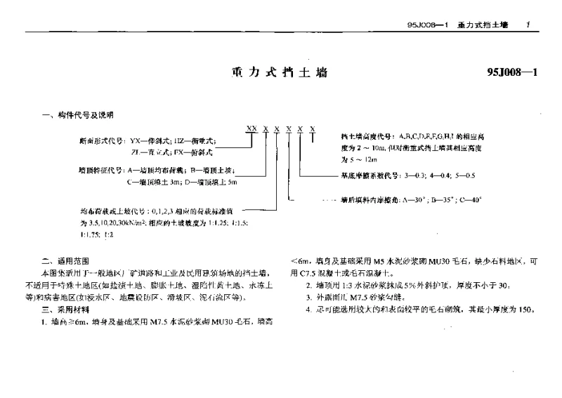 95J008-1(预算工程量)重力式挡士墙(预算工程量) 95J008-1(预算工程量)重力式挡士墙(预算工程量)
