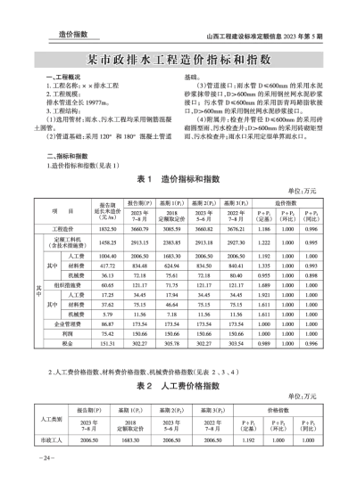 某市政排水工程造价指标和指数（2023年第5期）