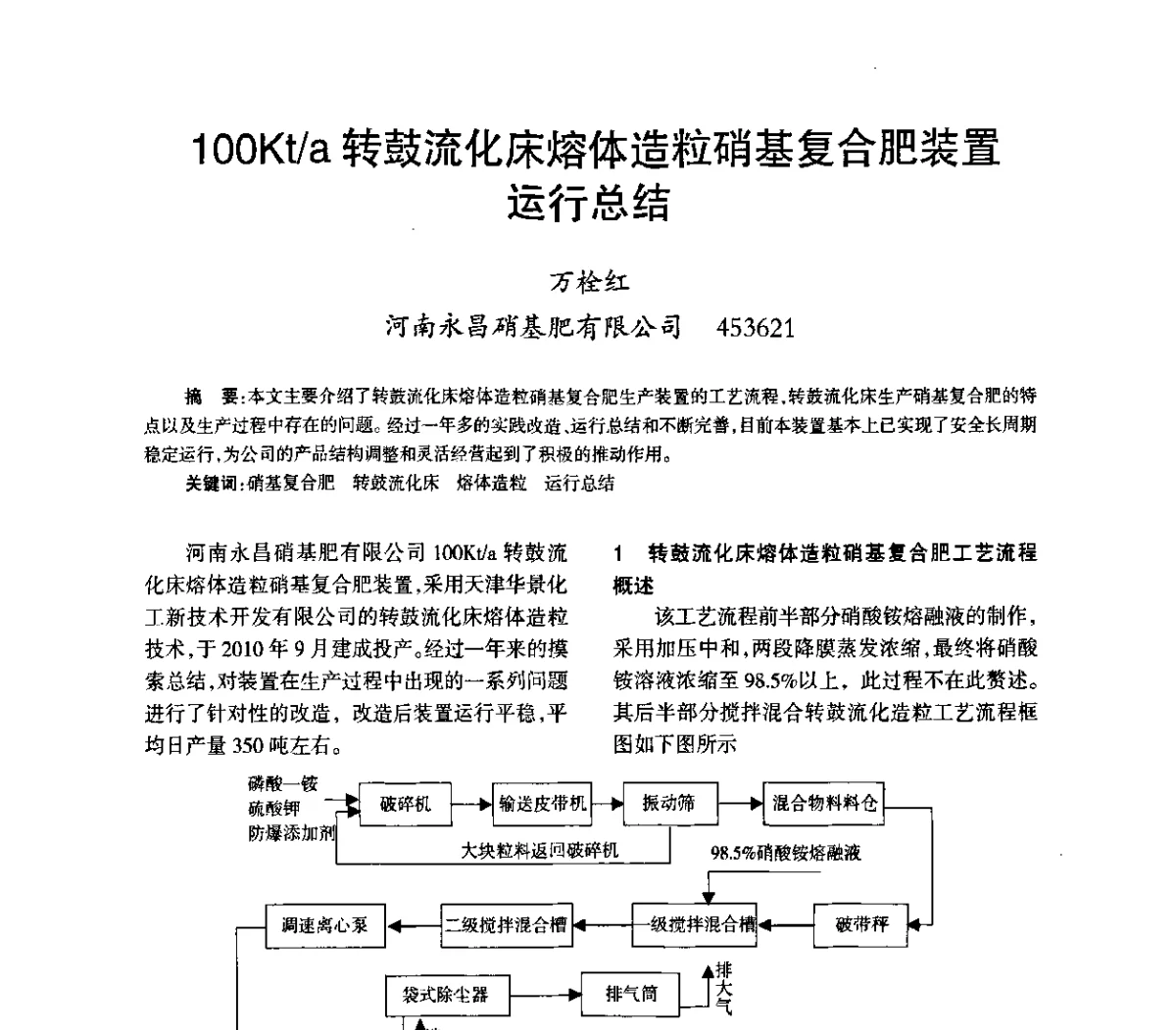 1OOKt_a转鼓流化床熔体造粒硝基复合肥装置运行总结 - 第六届全国硝酸硝酸盐技术交流会