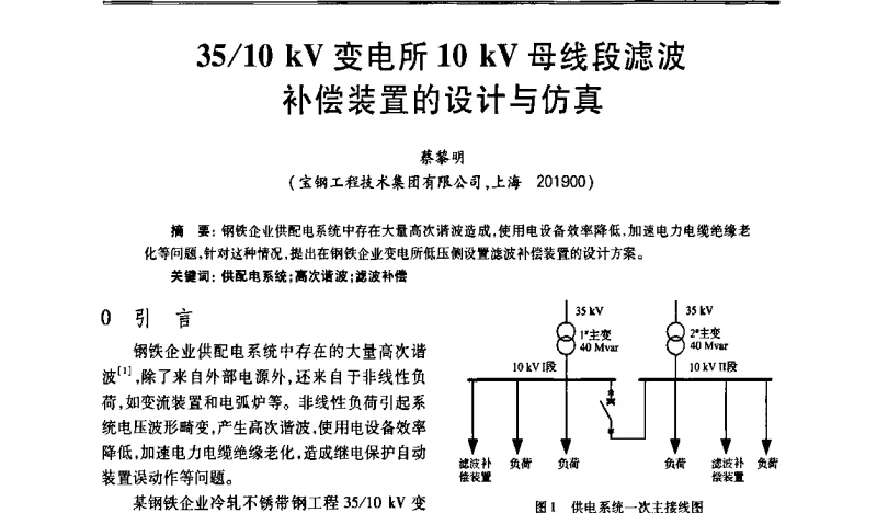 35_10 kV变电所10 kV母线段滤波补偿装置的设计与仿真 - 上海市电气工程设计研究会2011年学术年会