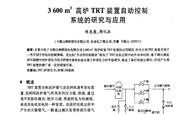 3600 m3高炉TRT装置自动控制系统的研究与应用 - 全国冶金自动化信息网2011年会