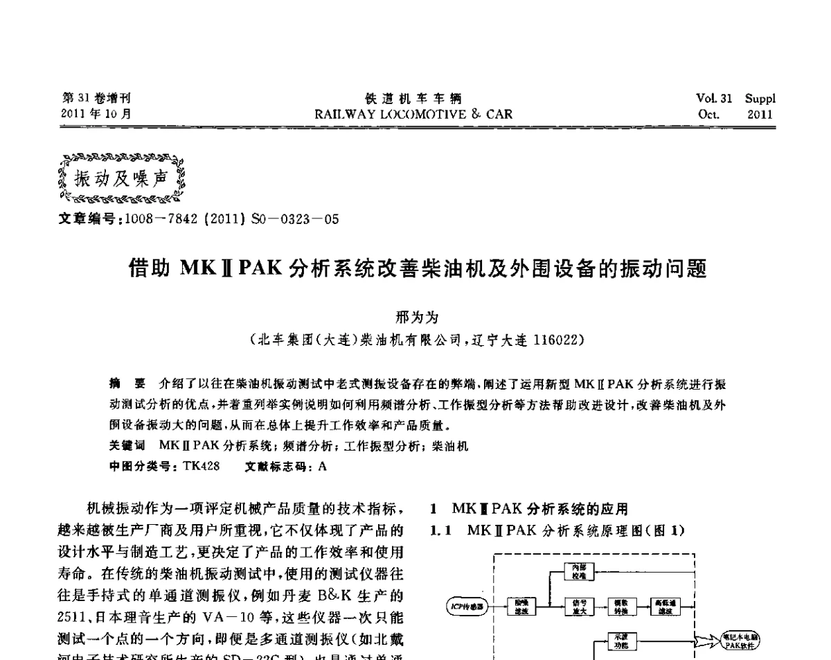 借助MKⅡPAK分析系统改善柴油机及外围设备的振动问题 - 第十七届全国大功率柴油机学术年会
