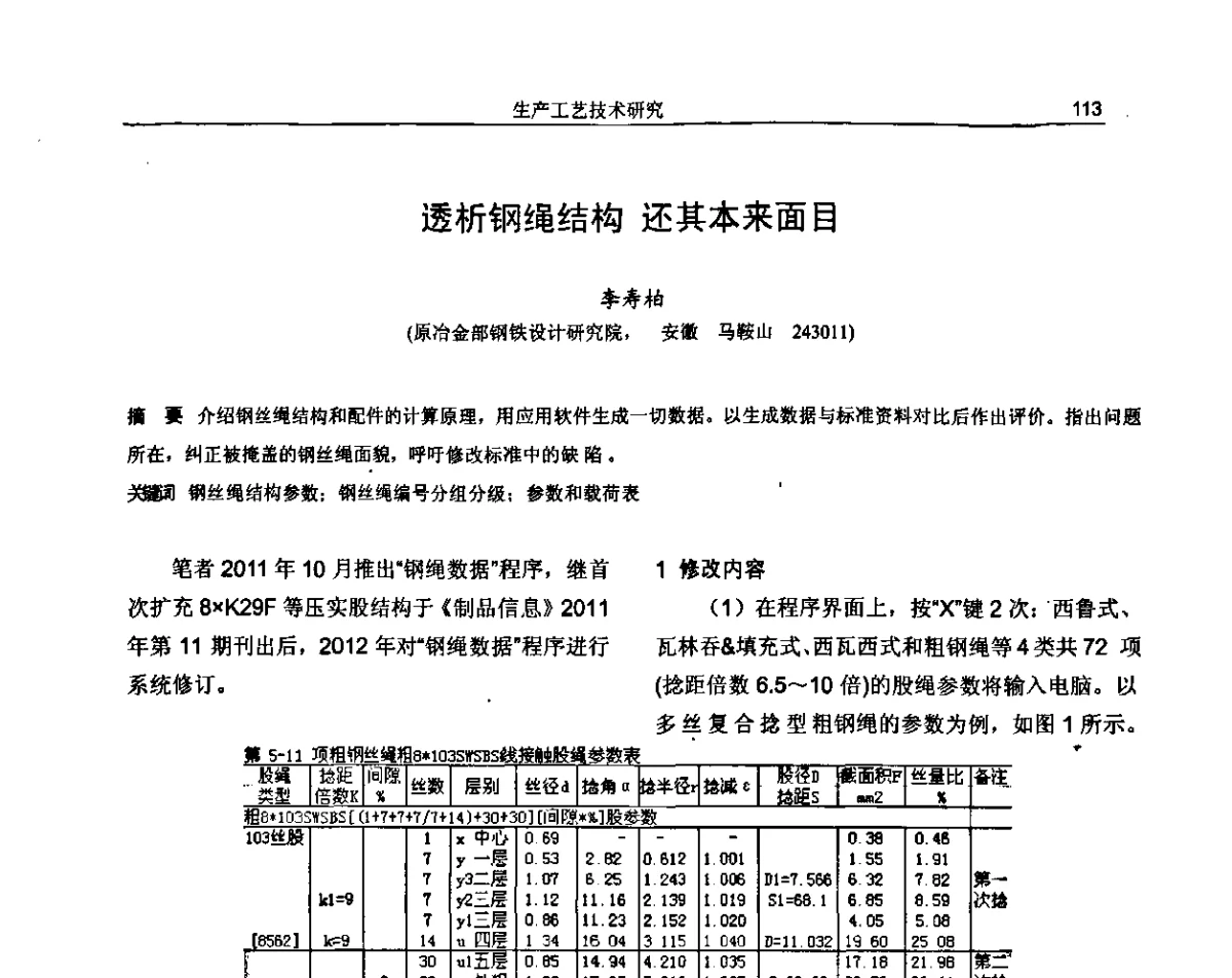 透析钢绳结构 还其本来面目 - 纪念《金属制品》创刊40周年暨2012年金属制品行业技术信息交流会