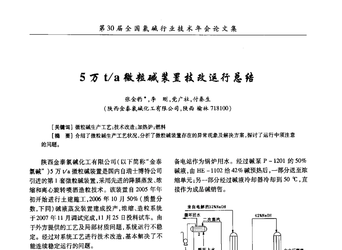 5万t_a微粒碱装置技改运行总结 - 第30届全国氯碱行业技术年会暨第13届“佑利杯”论文交流会