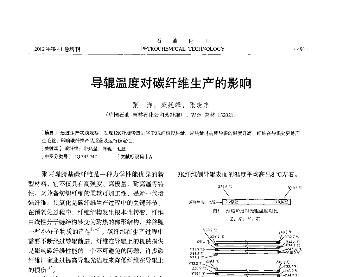 导辊温度对碳纤维生产的影响 - 中国化工学会2012年石油化工学术年会
