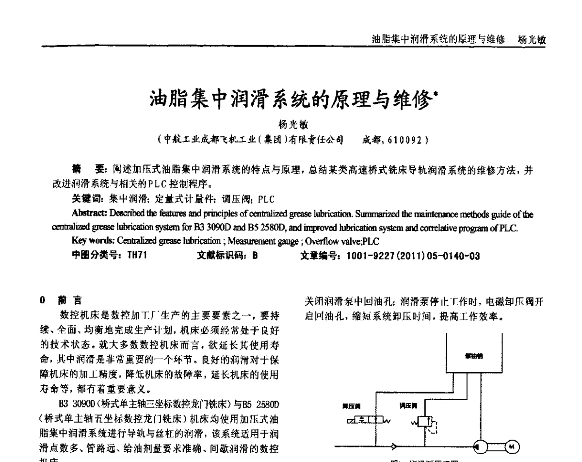 油脂集中润滑系统的原理与维修 - 2011年西南三省一市自动化与仪器仪表学术年会