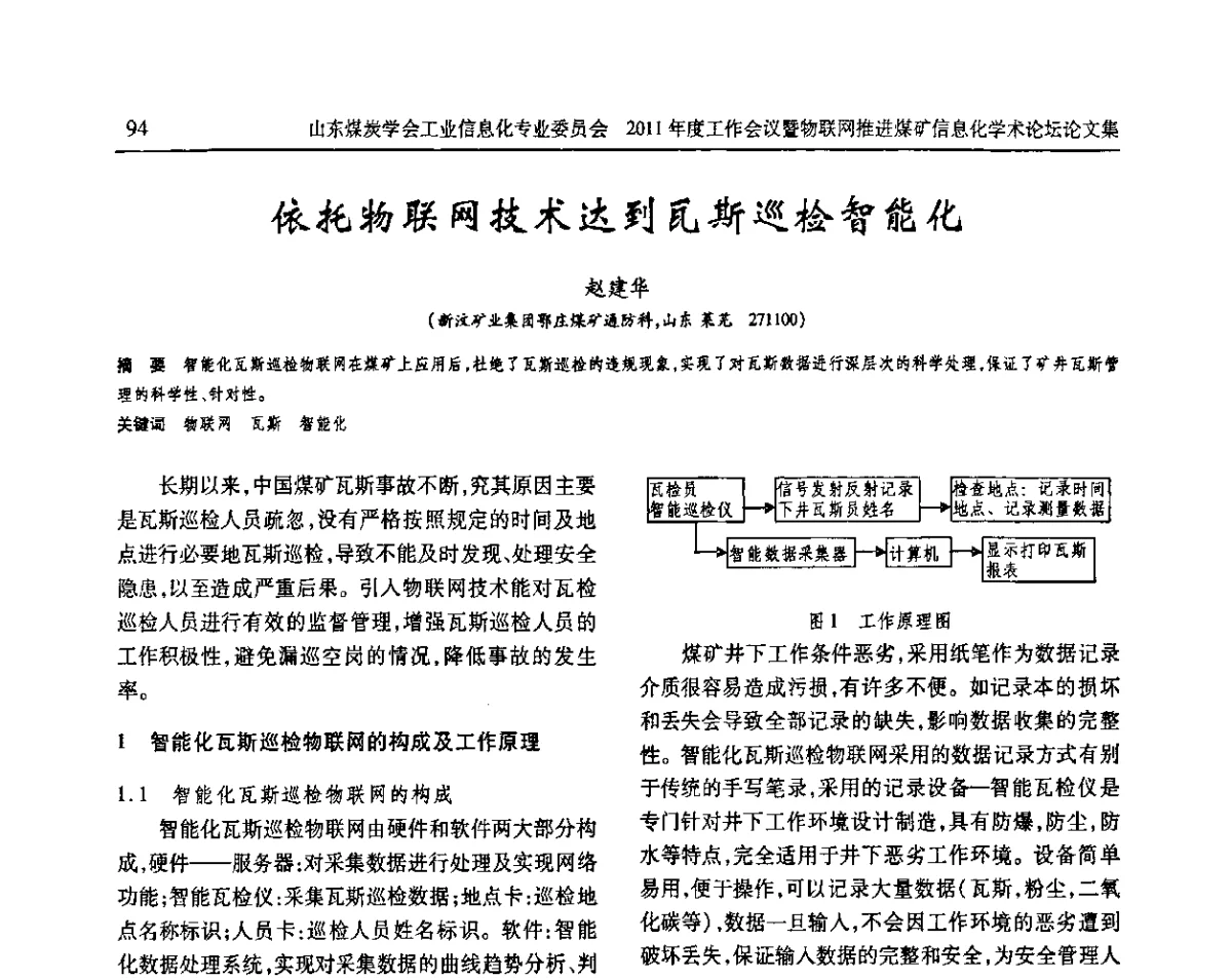 依托物联网技术达到瓦斯巡检智能化 - 山东煤炭学会工业信息化专业委员会2011年度工作会议暨物联网技术推进煤矿信息化学术论坛