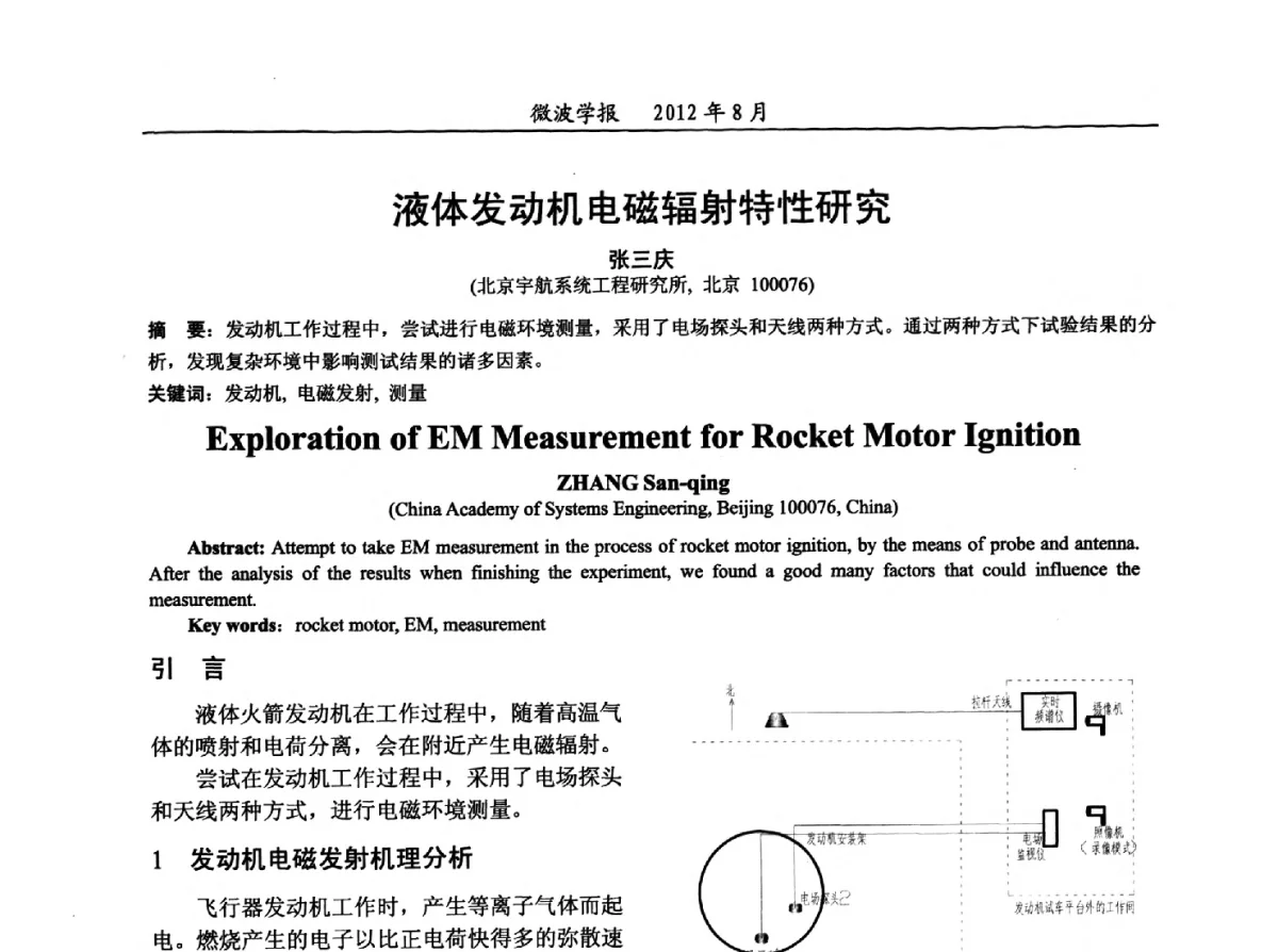 液体发动机电磁辐射特性研究 - 2012年全国军事微波会议、2012年全国电磁兼容学术会议、2012年第九届电磁技术学术年会
