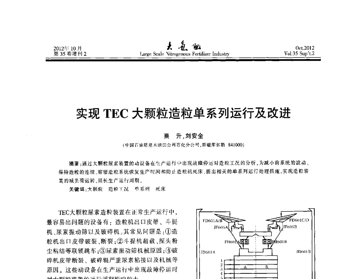 实现TEC大颗粒造粒单系列运行及改进 - 第十七届全国大型尿素装置技术年会
