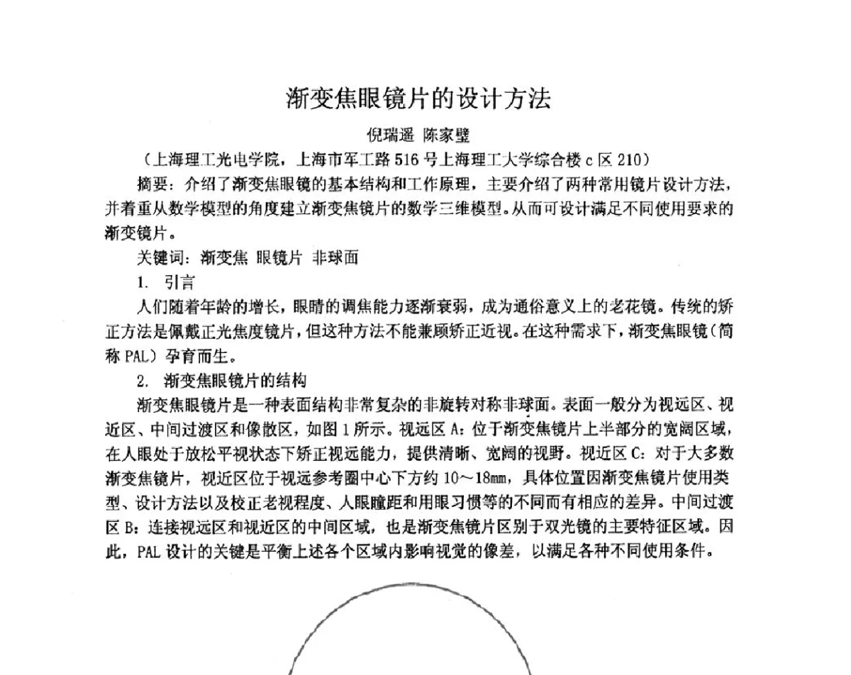 渐变焦眼镜片的设计方法 - 长三角地区科技论坛激光分论坛暨上海市激光学会2011年学术年会