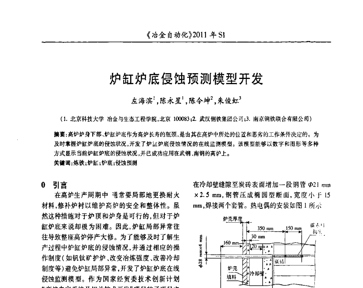 炉缸炉底侵蚀预测模型开发 - 全国冶金自动化信息网2011年会
