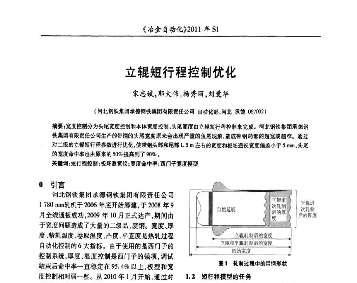立辊短行程控制优化 - 全国冶金自动化信息网2011年会