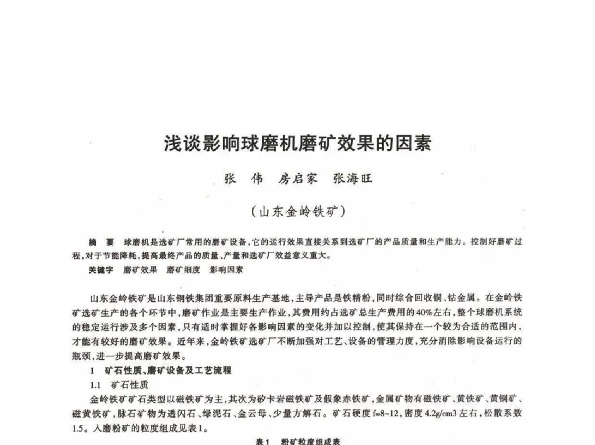 浅谈影响球磨机磨矿效果的因素 - 第十八届川鲁冀晋琼粤辽七省矿业学术交流会