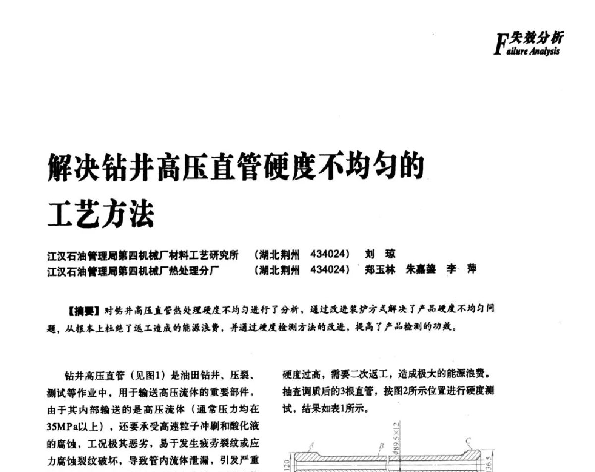 解决钻井高压直管硬度不均匀的工艺方法 - 2012年先进节能热处理技术与装备研讨会