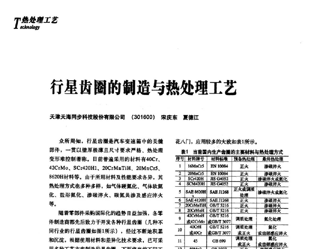 行星齿圈的制造与热处理工艺 - 2012年先进节能热处理技术与装备研讨会