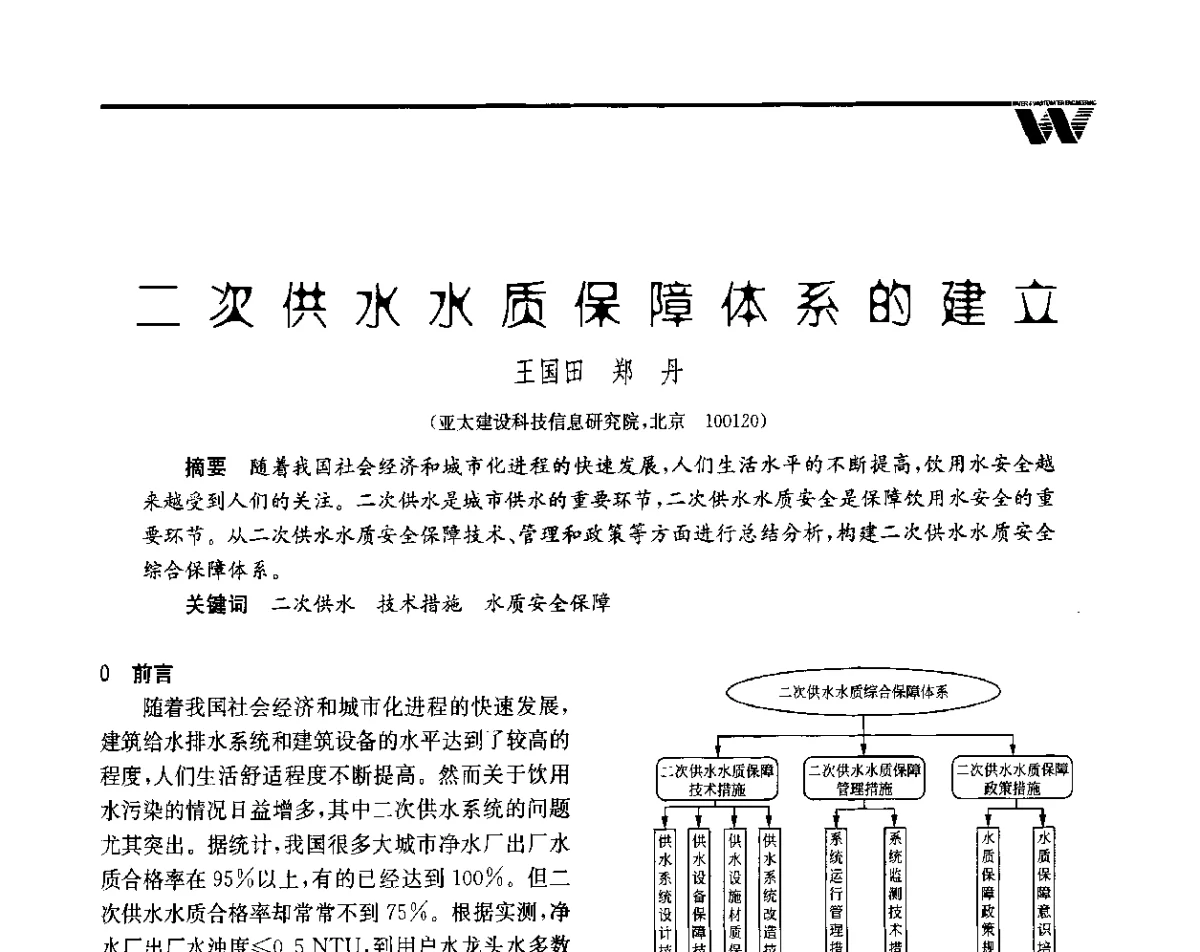 二次供水水质保障体系的建立 - 全国给水排水技术信息网成立四十周年暨2012年年会
