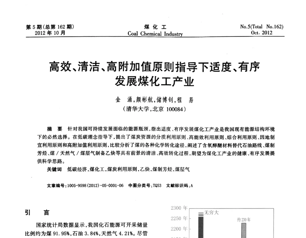 高效、清洁、高附加值原则指导下适度、有序发展煤化工产业 - 2012中国煤化工产业发展论坛