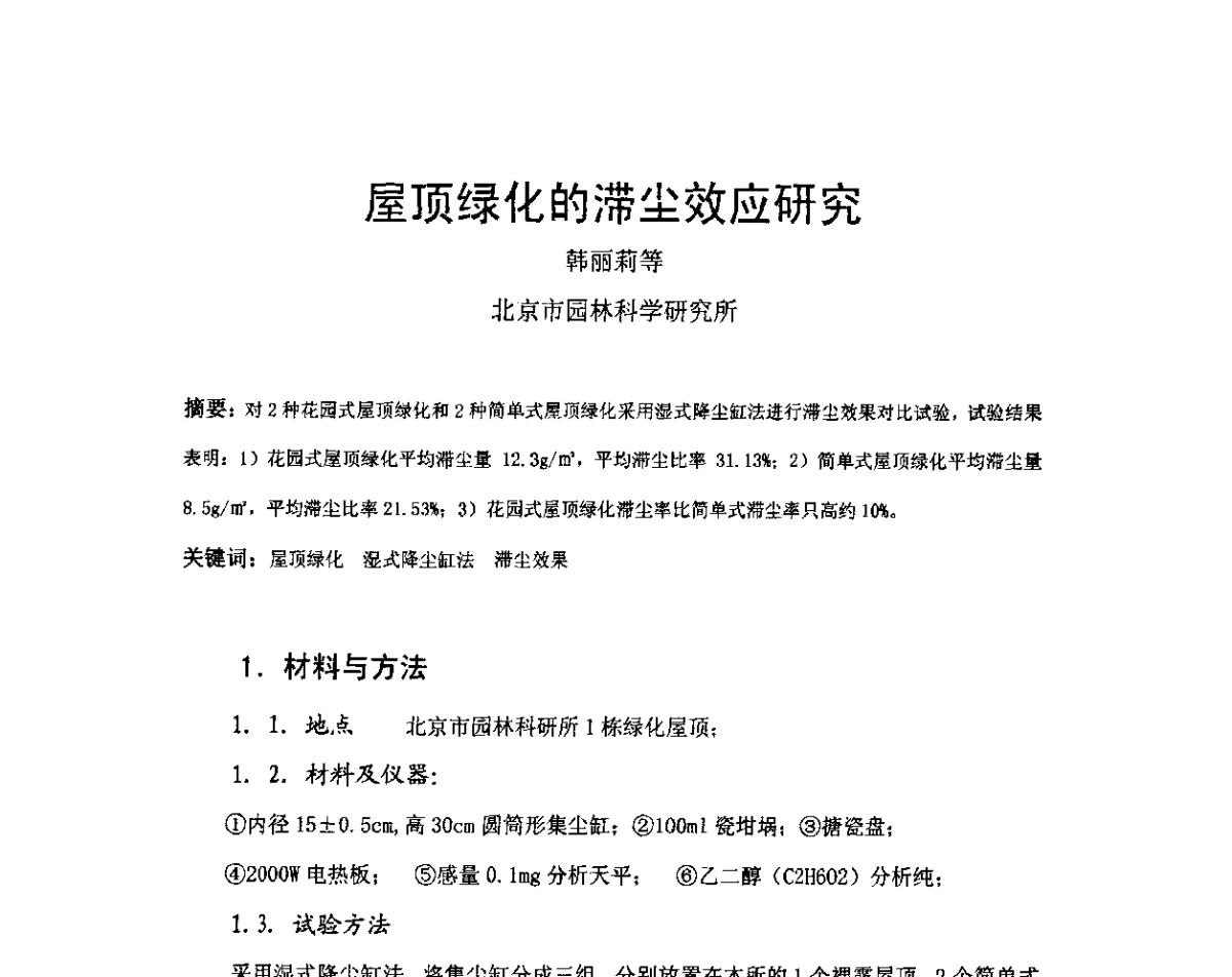 屋顶绿化的滞尘效应研究 - 第八届国际绿色建筑与建筑节能大会--立体绿化与绿色建筑论坛