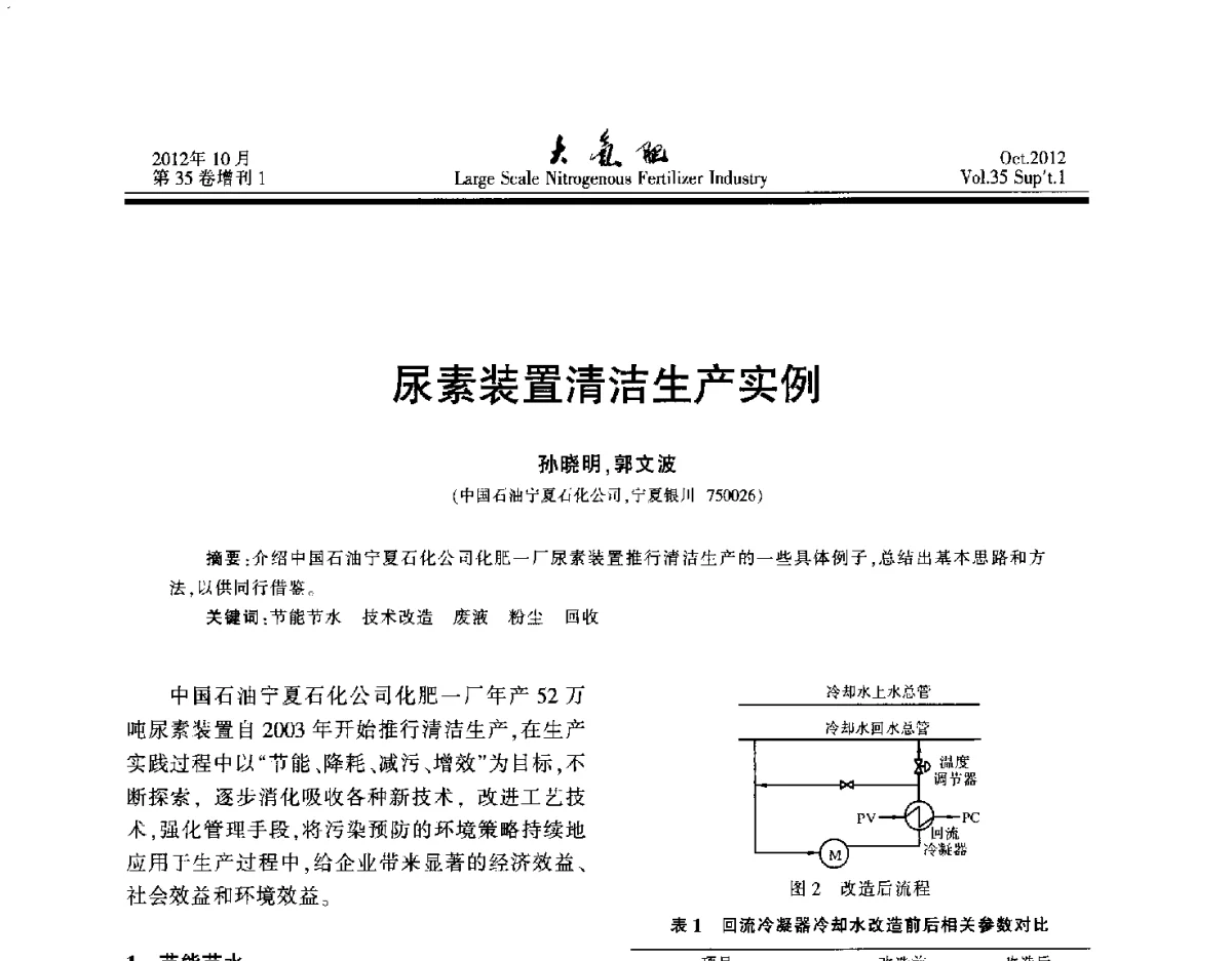尿素装置清洁生产实例 - 第十七届全国大型尿素装置技术年会