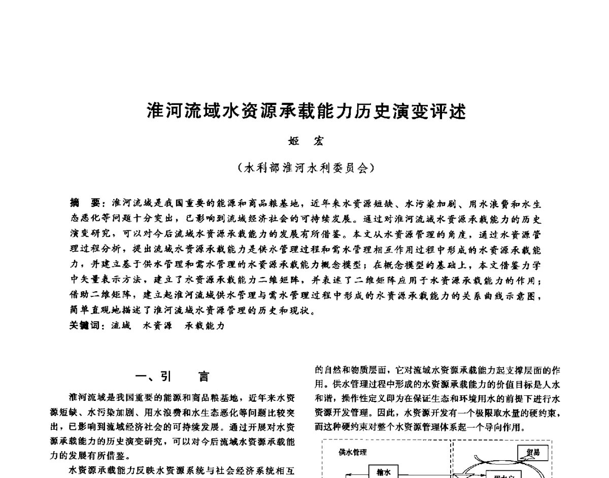 淮河流域水资源承载能力历史演变评述 - 第十六届海峡两岸水利科技交流研讨会