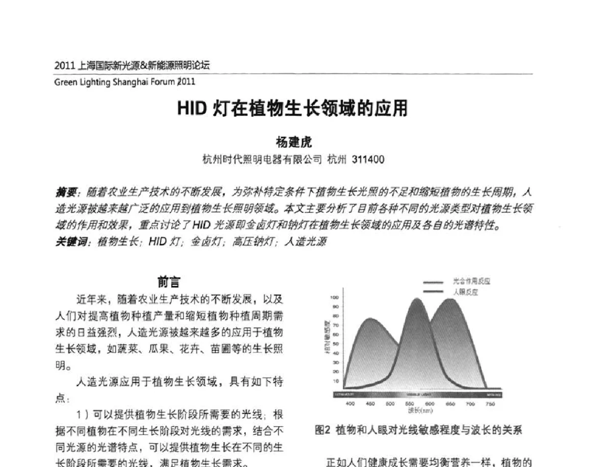 HID灯在植物生长领域的应用 - 2011上海国际新光源&新能源照明论坛