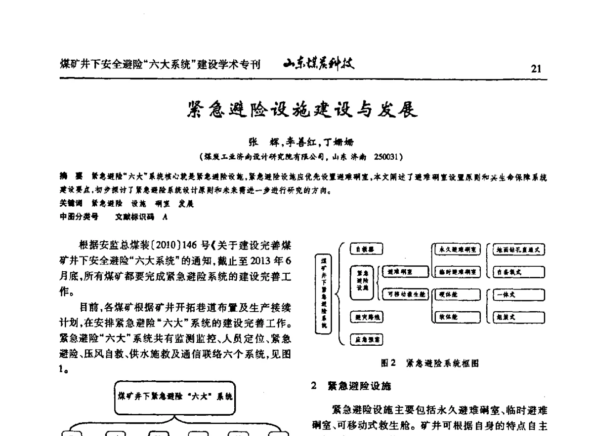 紧急避险设施建设与发展 - 山东煤炭学会2012年工作会议暨煤矿井下安全避险“六大系统”建设学术论坛