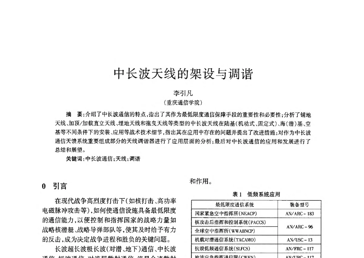 中长波天线的架设与调谐 - 四川省通信学会二O一二年年会