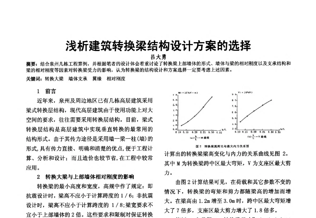 浅析建筑转换梁结构设计方案的选择 - 第十届泉州市科协年会分会暨首届泉州市土木建筑学会学术交流会
