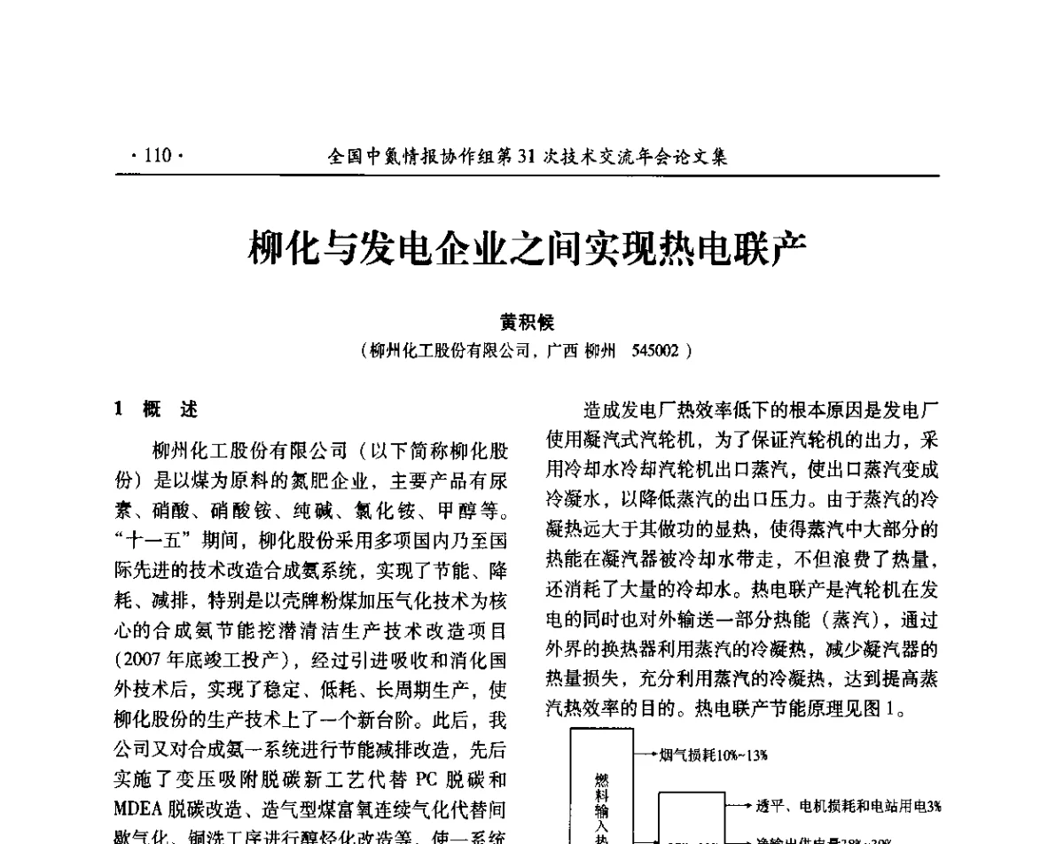柳化与发电企业之间实现热电联产 - 全国中氮情报协作组第31次技术交流会