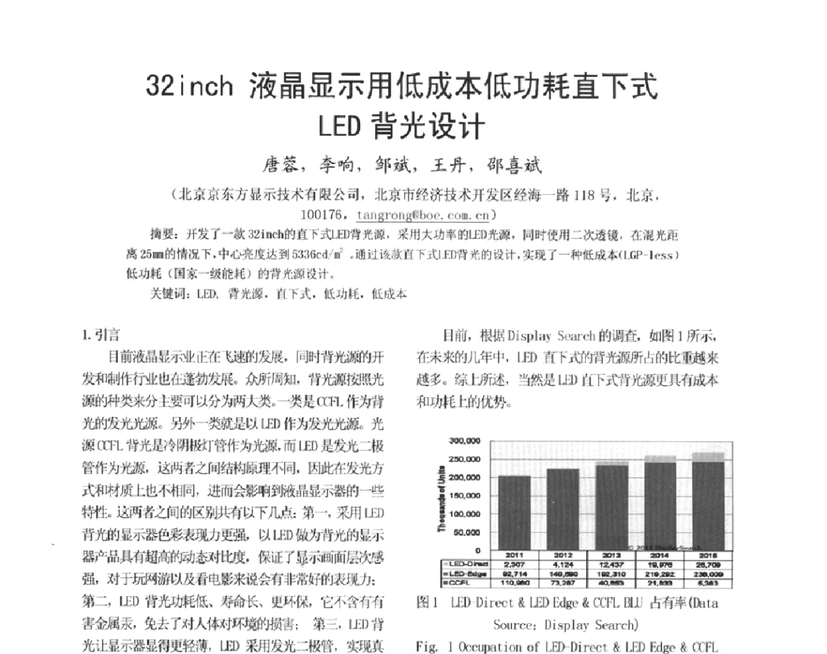 32inch液晶显示用低成本低功耗直下式LED背光设计 - 2012中国平板显示学术会议