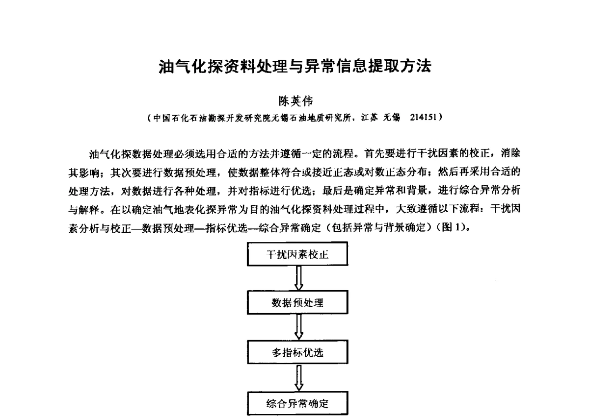 油气化探资料处理与异常信息提取方法 - 第六届全国油气化探学术会议