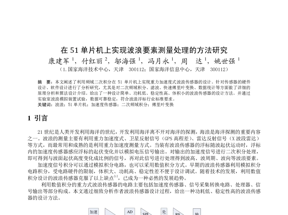 在51 单片机上实现波浪要素测量处理的方法研究 - 2012年度气象水文海洋仪器学术交流会
