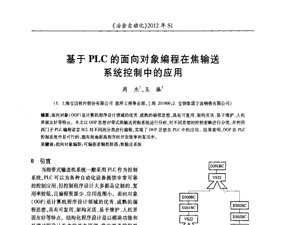 基于PLC的面向对象编程在焦输送系统控制中的应用 - 全国冶金自动化信息网2012年会