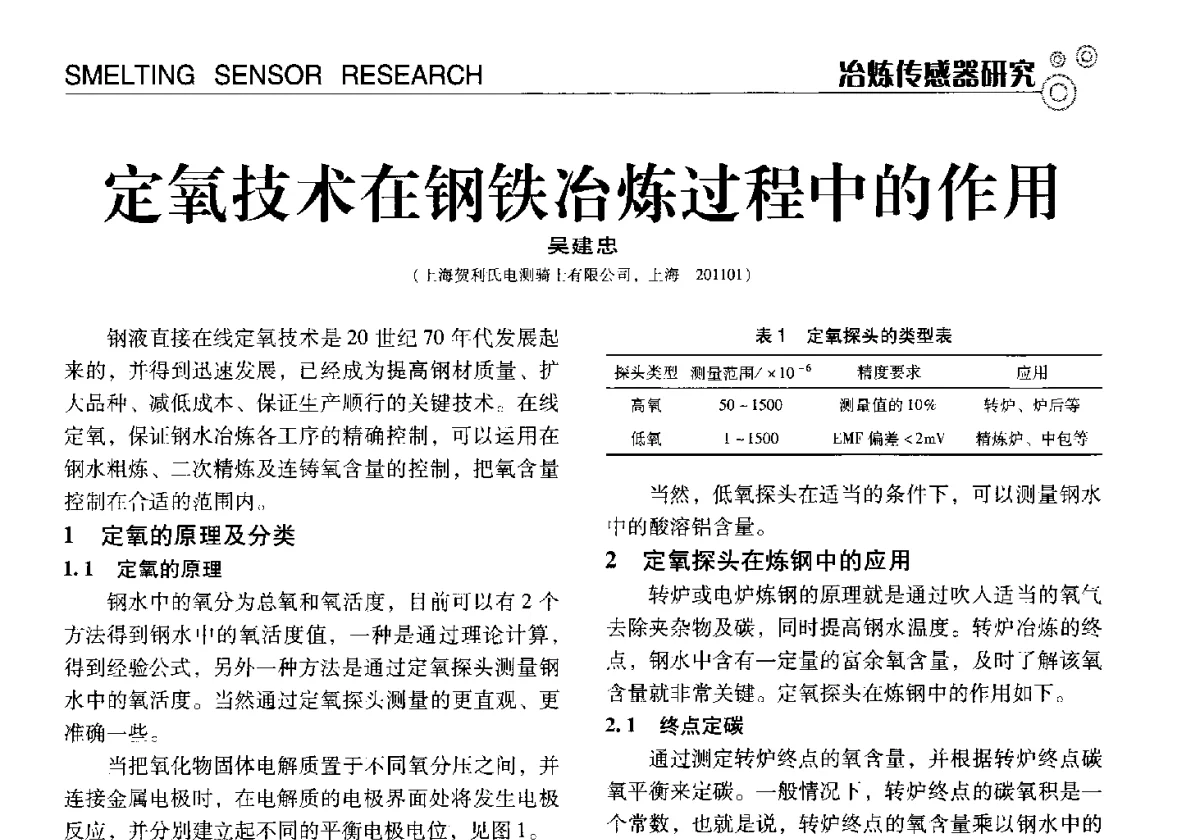定氧技术在钢铁冶炼过程中的作用 - 中国计量协会冶金分会冶炼传感器专业委员会2012年会员代表大会及技术交流会