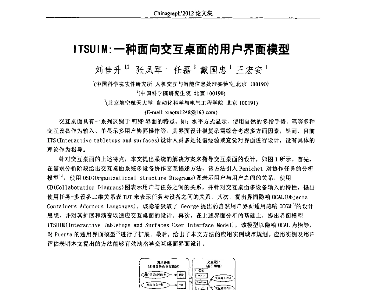 ITSUIM_一种面向交互桌面的用户界面模型 - 第九届中国计算机图形学大会(Chinagraph‘2012)