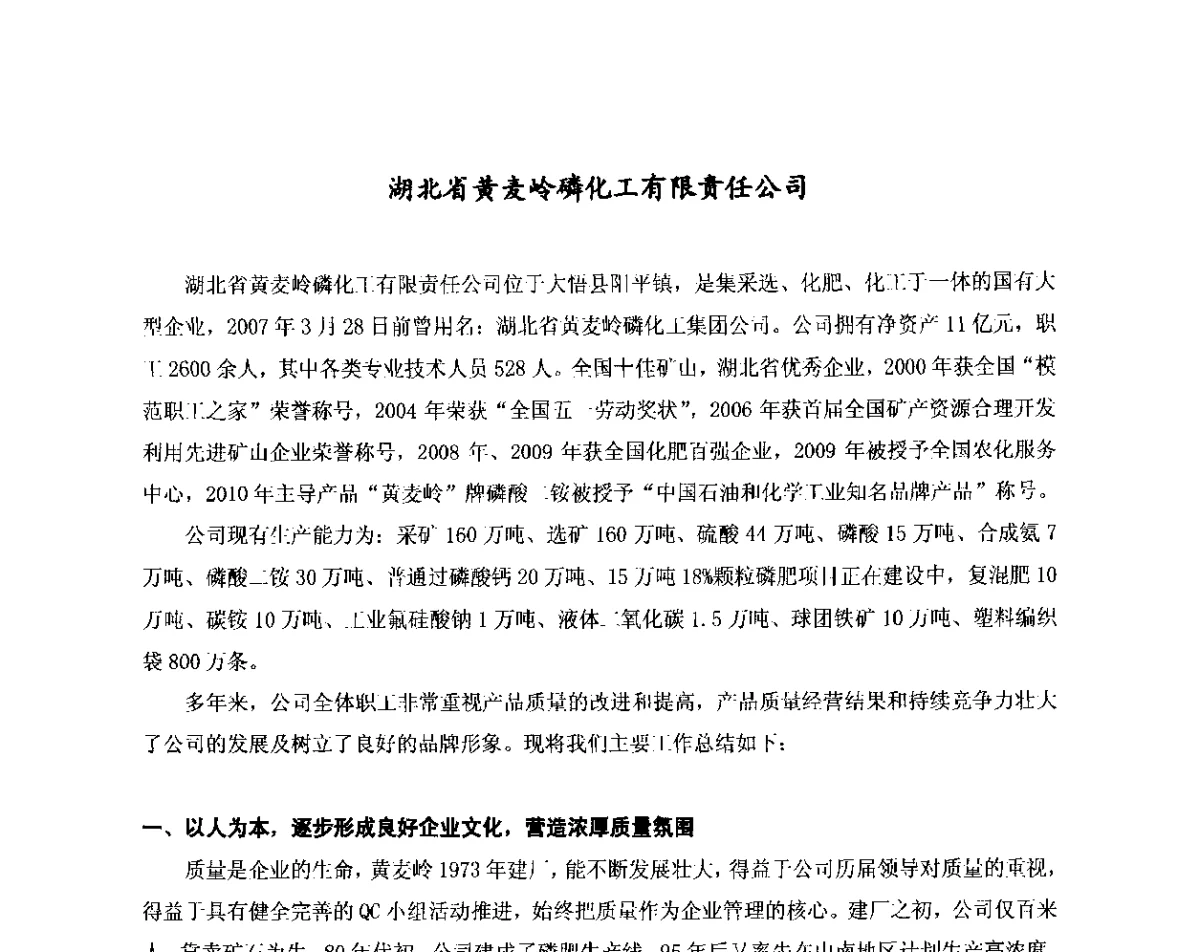 湖北省黄麦岭磷化工有限责任公司 - 第三十次全国石油和化工行业质量管理小组代表大会暨质量管理小组活动30周年纪念大会