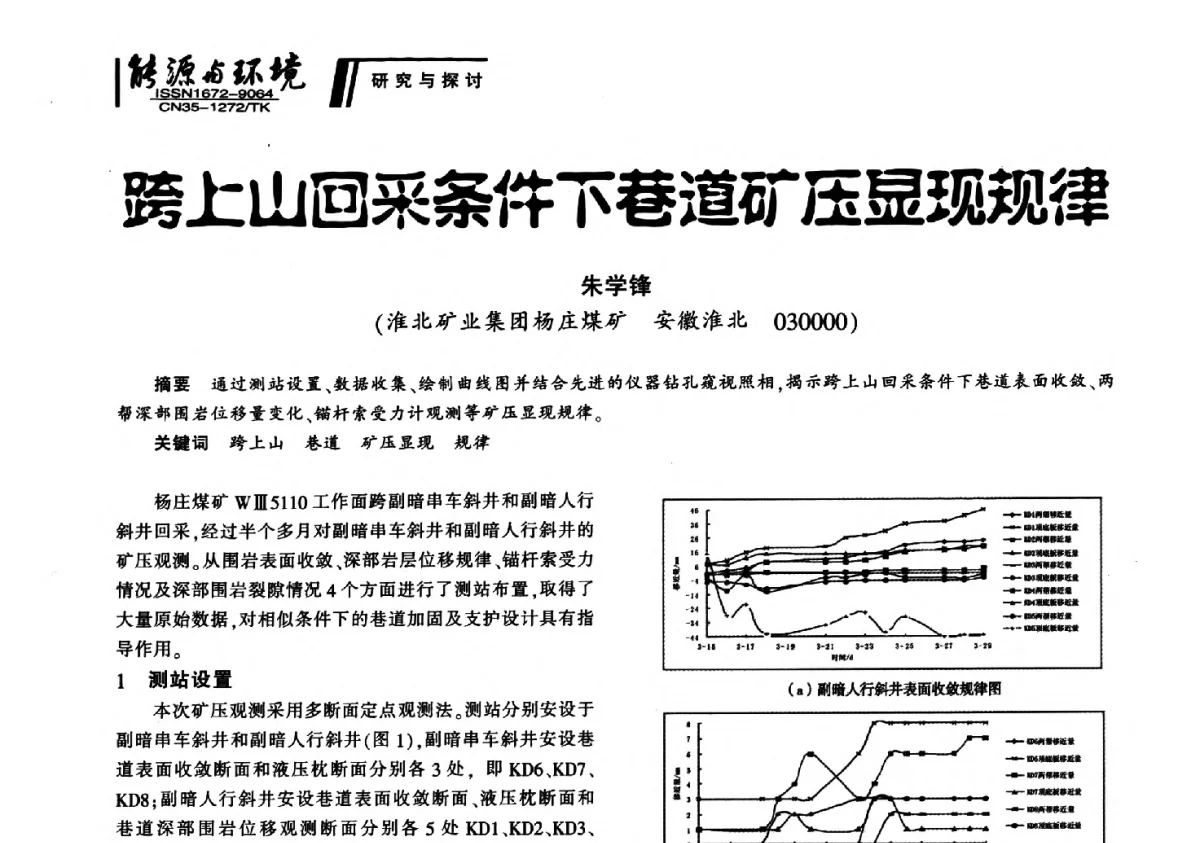 跨上山回采条件下巷道矿压显现规律 - 2012年闽皖赣湘苏五省煤炭学会联合学术交流会暨福建省科协第十二届学术年会煤炭分会场