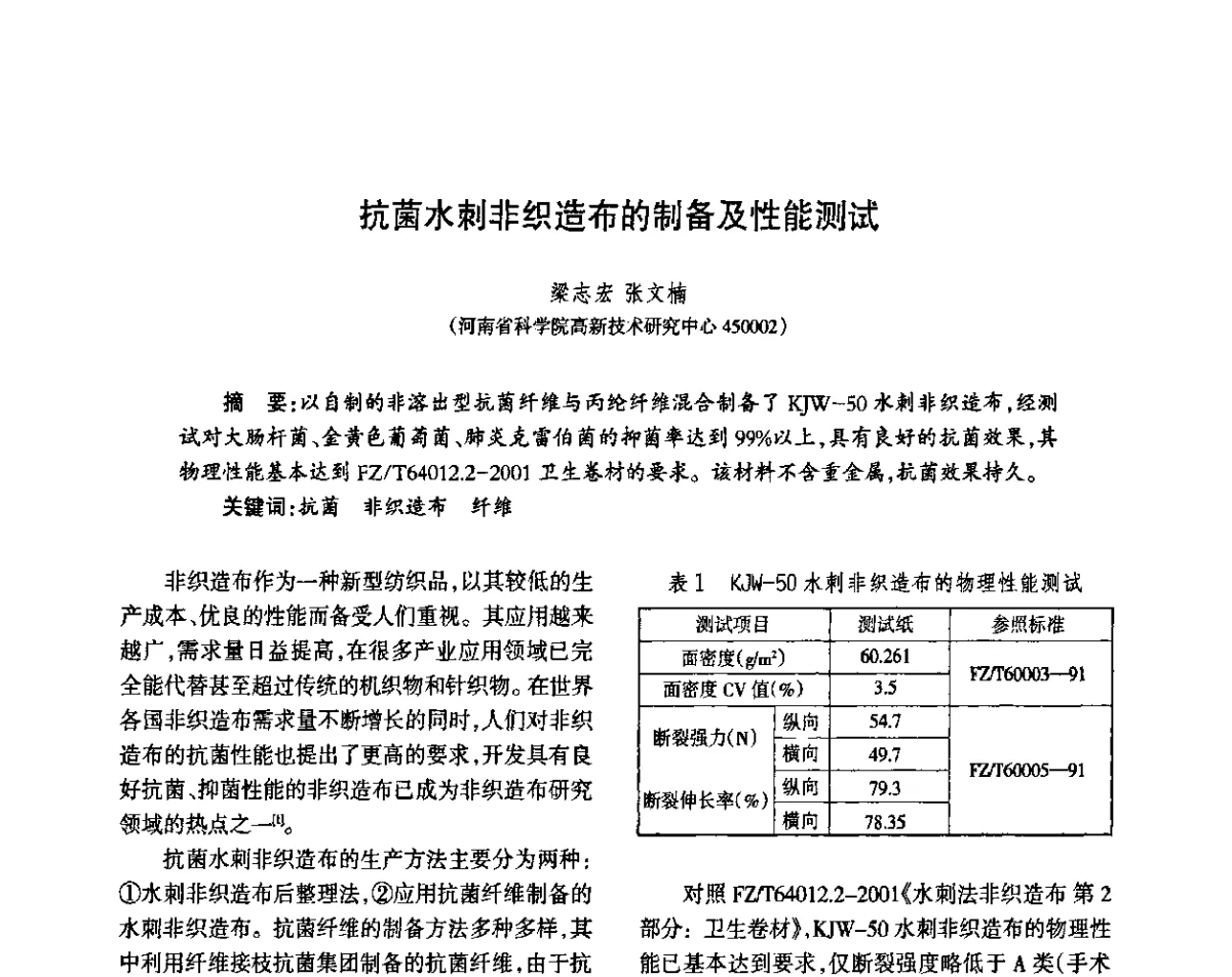 抗菌水刺非织造布的制备及性能测试 - 第八届届中国抗菌产业发展大会