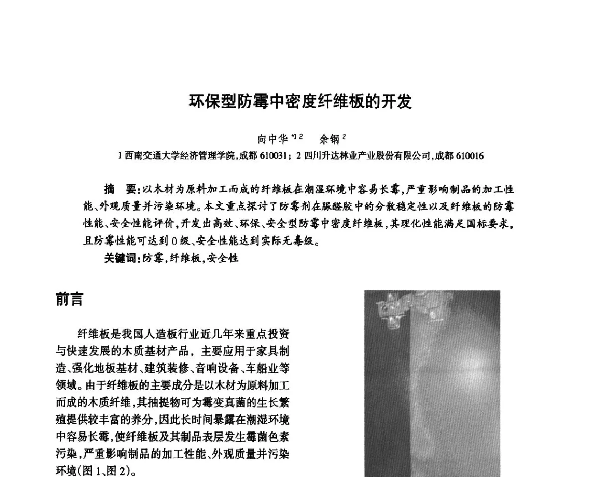 环保型防霉中密度纤维板的开发 - 第八届届中国抗菌产业发展大会