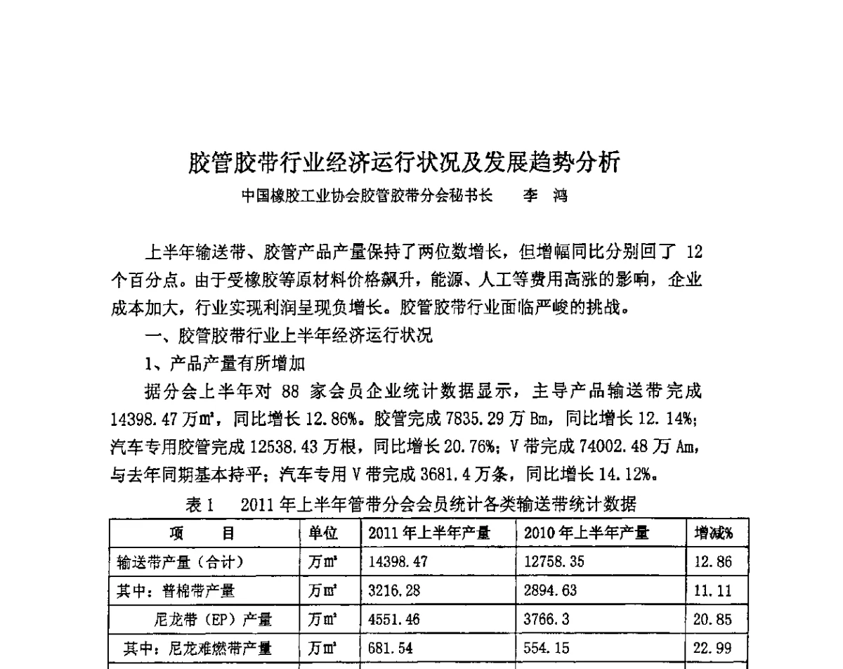 胶管胶带行业经济运行状况及发展趋势分析 - 首届中国储能产业发展国际峰会