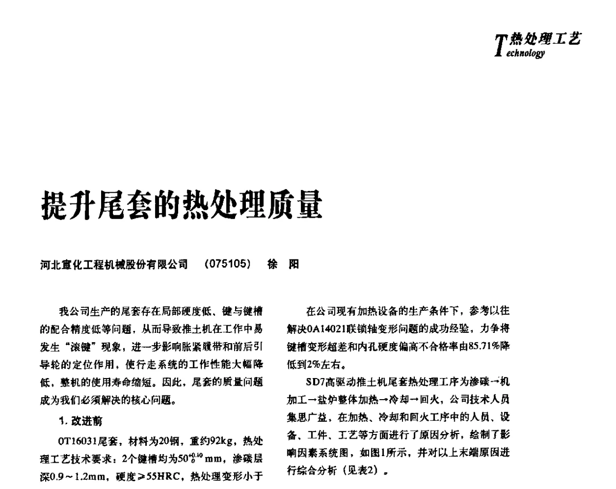 提升尾套的热处理质量 - 2012年先进节能热处理技术与装备研讨会