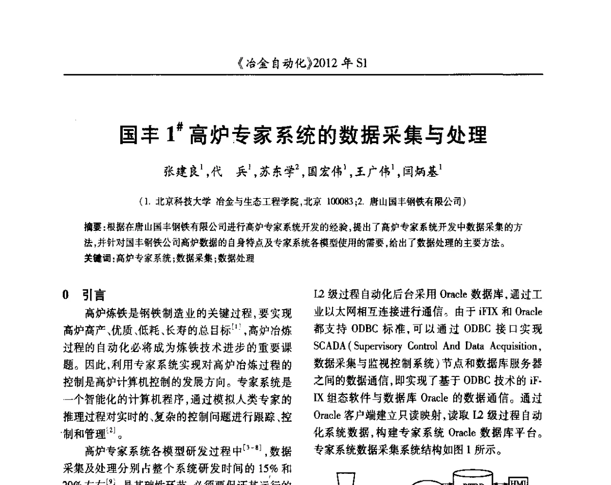 国丰1#高炉专家系统的数据采集与处理 - 全国冶金自动化信息网2012年会