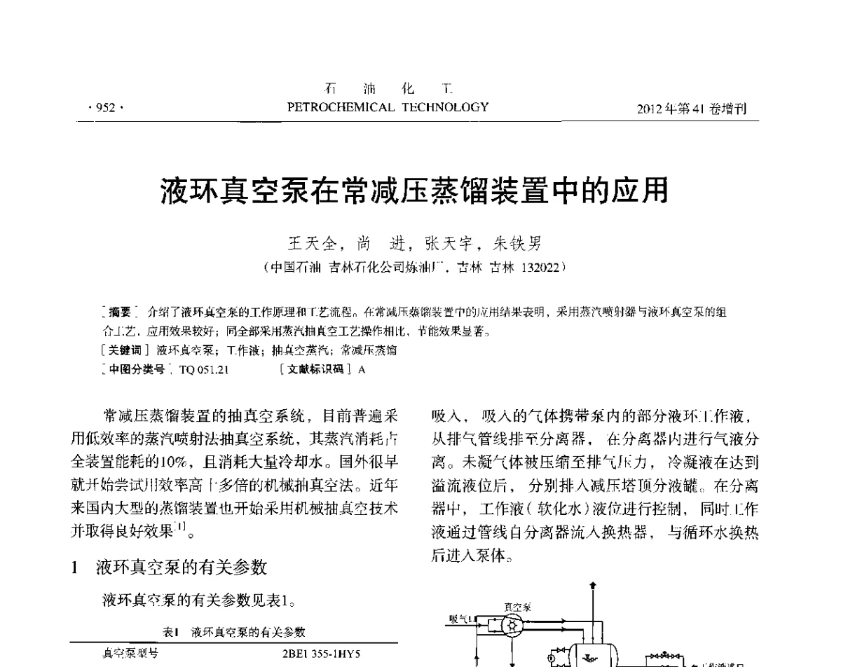 液环真空泵在常减压蒸馏装置中的应用 - 中国化工学会2012年石油化工学术年会