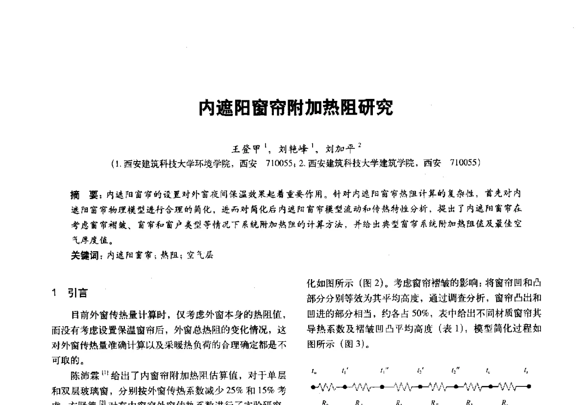 内遮阳窗帘附加热阻研究 - 第十一届全国建筑物理学术会议